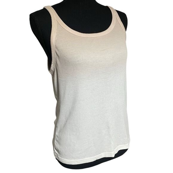 Aerie No BS Dip Dyed Ombre Tan and White Ribbed Tank - Picture 3 of 9